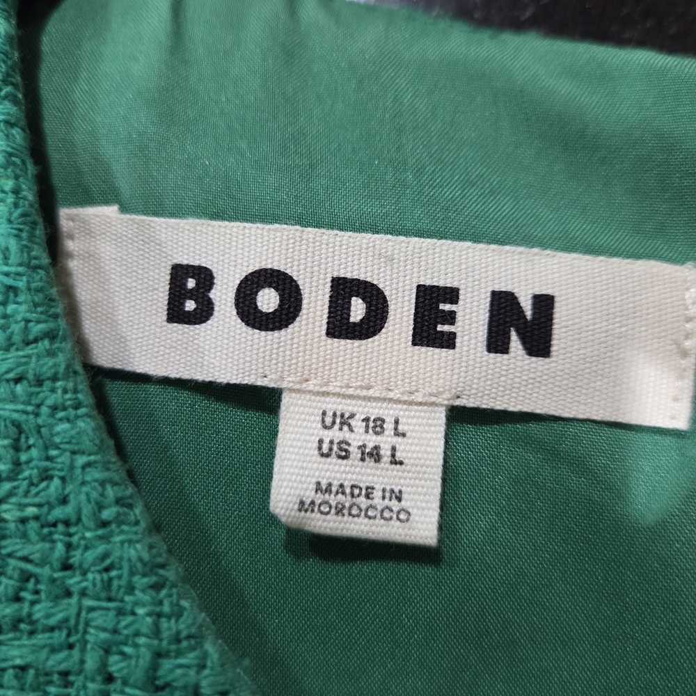Boden Evita Cotton Shift Dress - Emerald Green - Size 14L - Picture 7 of 9